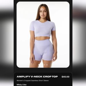 NWT Alphalete Amplify V-neck crop top in color misty lilac